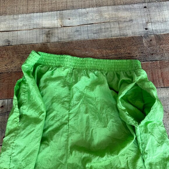 Vintage 90's Athletech neon Green Nylon Shorts With Elastic Waist women's large - Picture 9 of 9